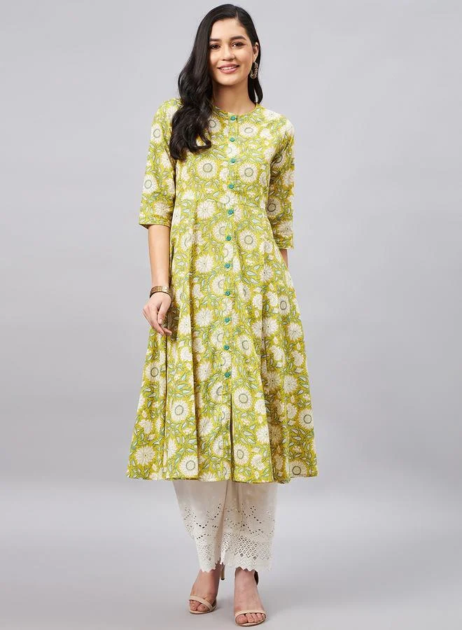 WineRed كورتا بحافة واسعة وشق أمامي بنقشة زهور